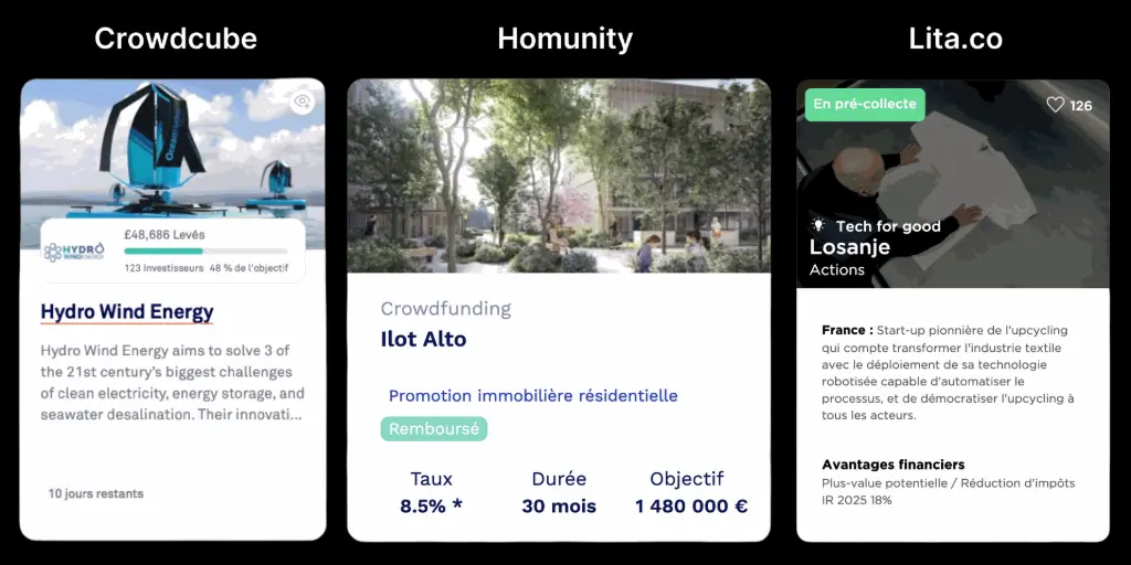 Crowdfunding offers on Crowdcube, Homunity and Lita.co