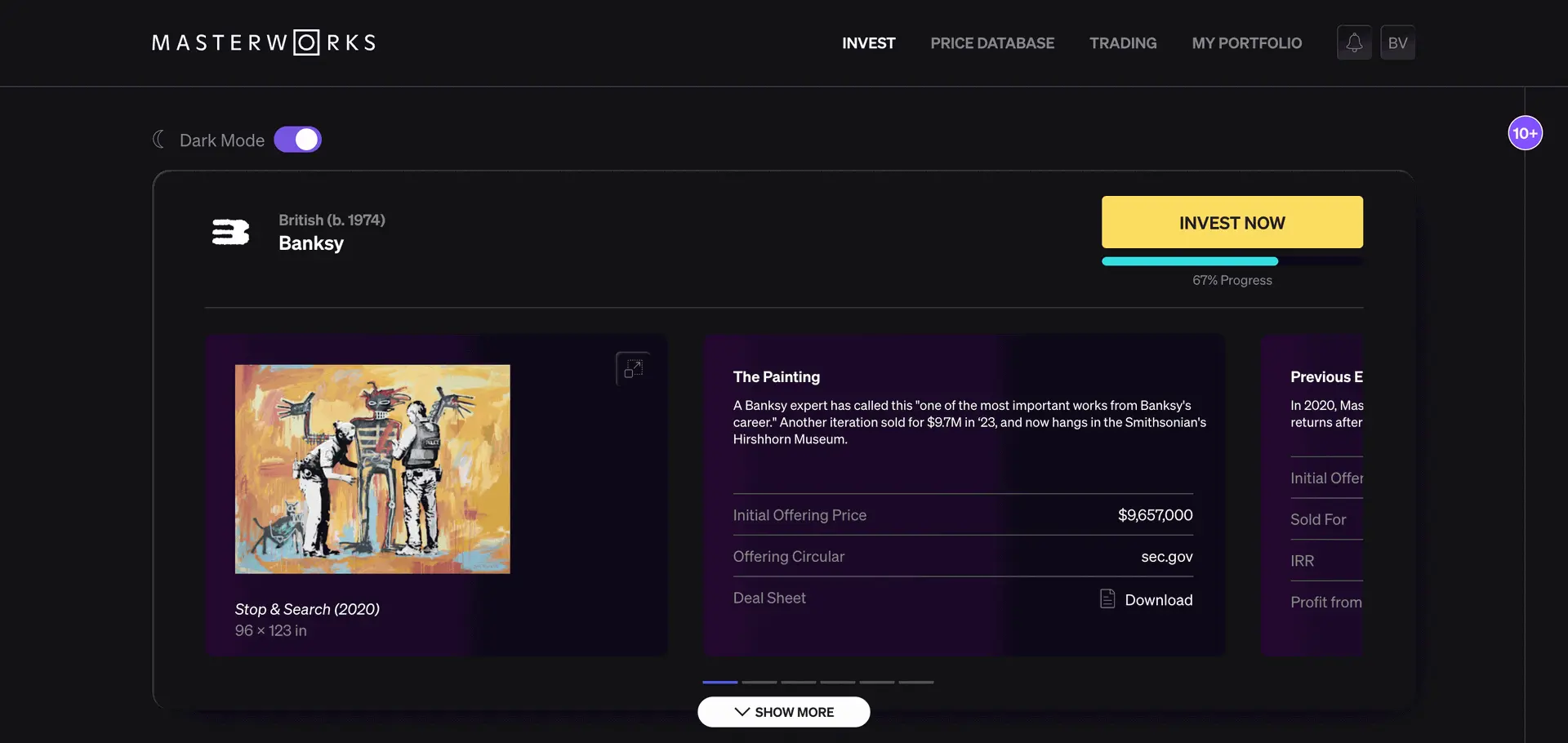 Masterworks user interface