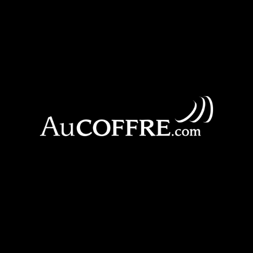 Logo AuCOFFRE.com écrit sur fond noir Logo AuCOFFRE écrit sur fond noir