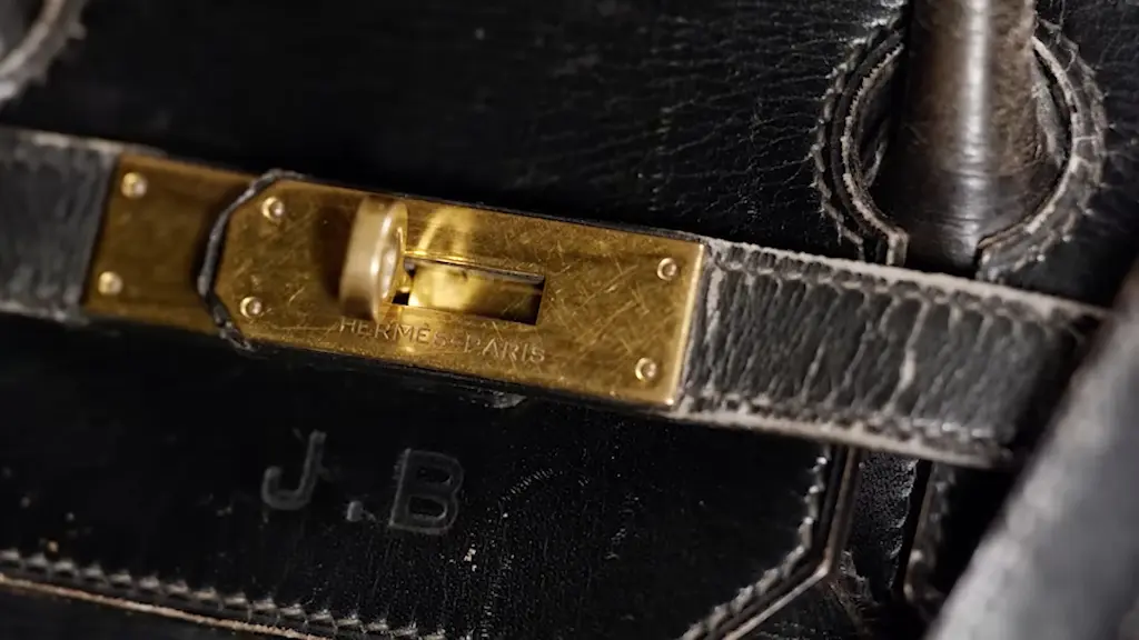 Close-up of Jane Birkin's original Hermès Birkin bag