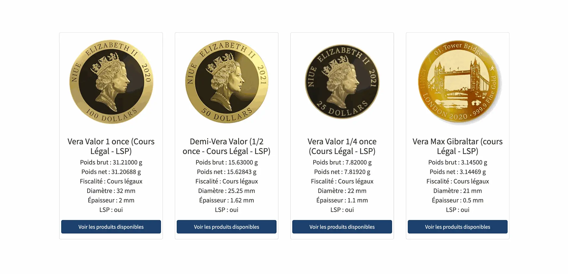 Vera Valor gold coins
