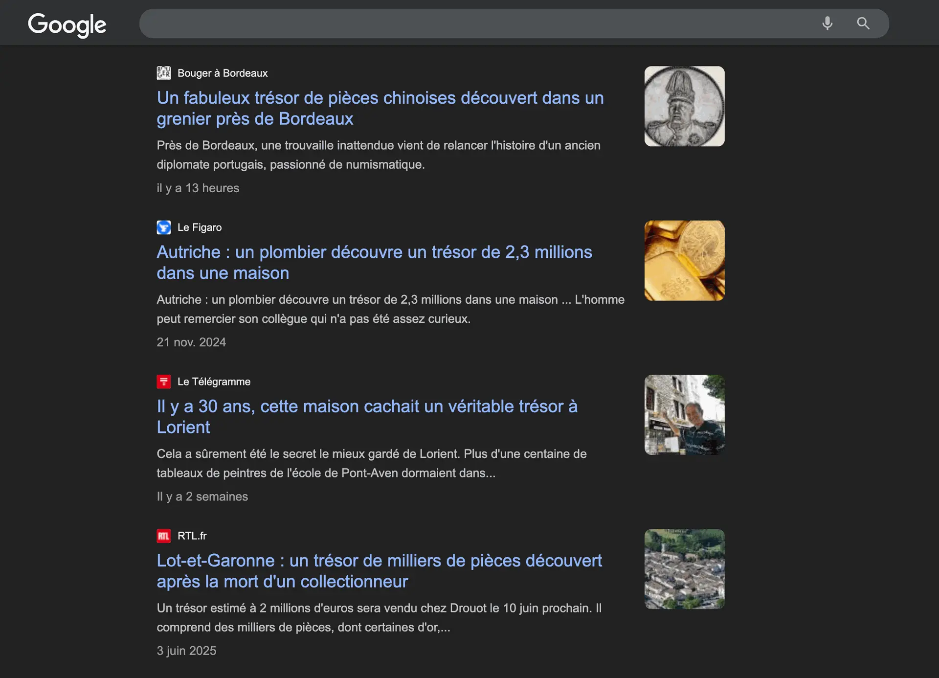 Discovering treasures in the french news