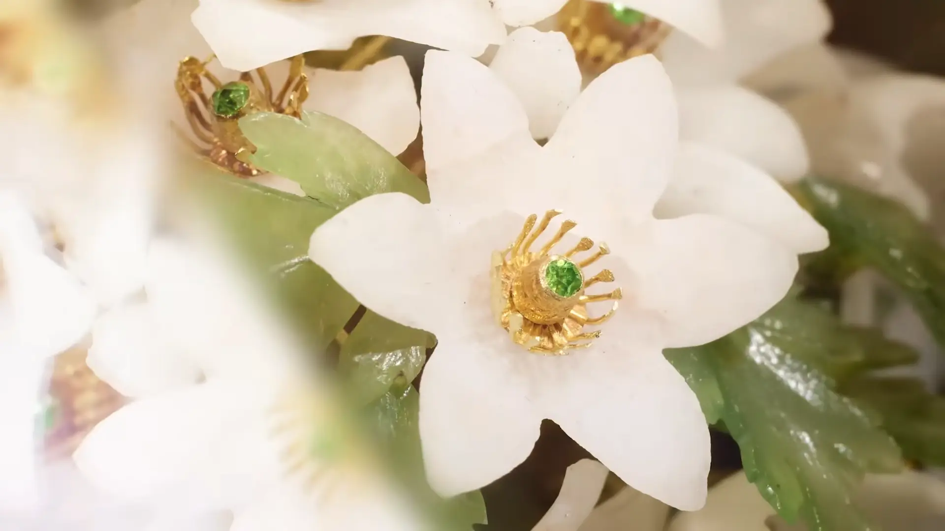 Close-up of a flower from the miniature bouquet in Fabergé's Winter Egg Close-up of a flower from the miniature bouquet in Fabergé's Winter Egg